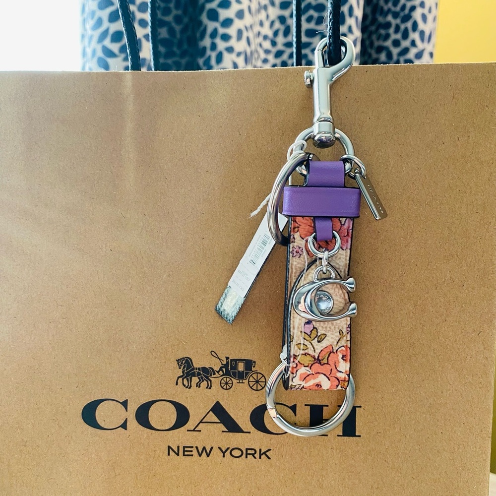 Coach Trigger Snap Bag Charm with Floral Print